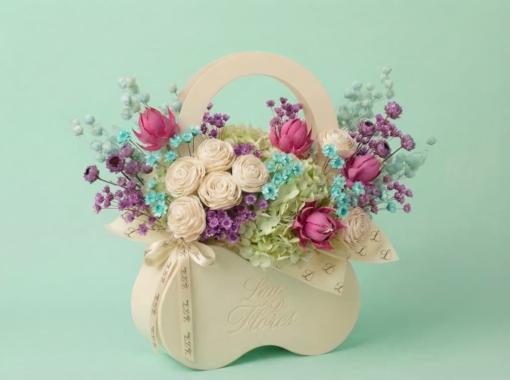 Tulipe Fuchsia, preserved floral arrangement